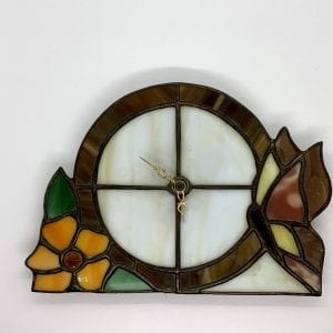 Beautiful Vintage Stained Glass Floral Clock - Hand Made
